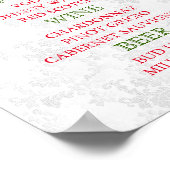 Poster Menu du Bar - Mariage Fleur Rose Rouge Profond (Coin)