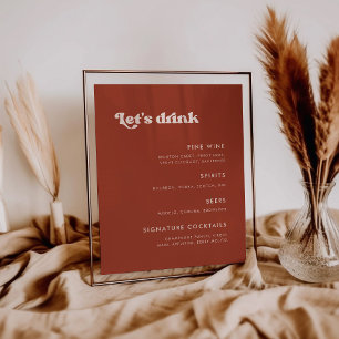 Poster Menu du bar Mariage Terracotta rétro élégant