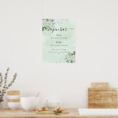 Poster menu du bar mariage vert eucalyptus à fleurs (Cuisine)