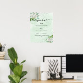 Poster menu du bar mariage vert eucalyptus à fleurs (Bureau à domicile)