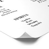 Poster Menu du Bar Tournesol Signe Floral Blanc Jaune (Coin)