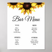 Poster Menu du Bar Tournesol Signe Floral Blanc Jaune (Devant)