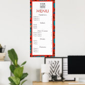 Poster Menu du Café Fleur Rouge Sarcelle (Bureau à domicile)