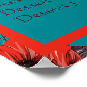 Poster Menu du Café Restaurant Fleur Rouge Turquoise (Coin)