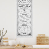 Poster MENU DU DÎNER pour POMPIERS 1856 (Cuisine)