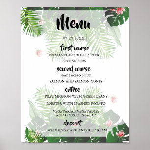 Poster Menu du Festival de musique Mariage tropicale mode
