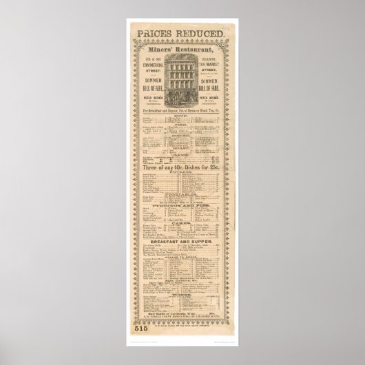 Poster Menu du restaurant des mineurs (1083A) (Devant)