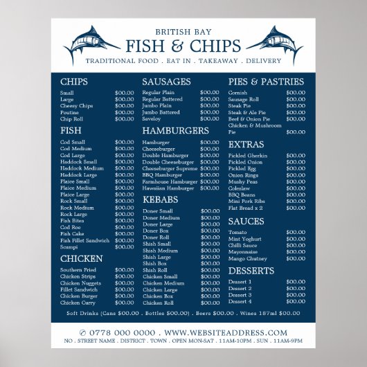 Poster Menu du restaurant Fish & Chip Shop (Devant)