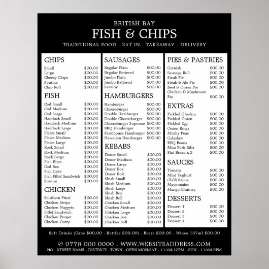 Poster Menu du restaurant Fish & Chip Shop (Devant)