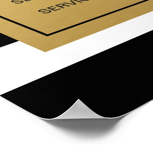 Poster Menu du service Classic Gold Black White Stripes (Coin)
