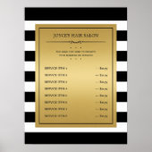Poster Menu du service Classic Gold Black White Stripes (Devant)