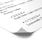 Poster Menu élégant de boissons de mariage aux papillons (Coin)