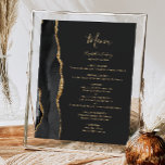 Poster Menu Élégant Mariage noir et or<br><div class="desc">Le bord gauche de cet élégant panneau de menu mariage moderne comporte une bordure en aquarelle noire ornée d'une parties scintillant en faux or. Le mot "Menu" apparaît dans un script d'écriture manuscrite de couleur or sur un arrière - plan noir en ardoise. Personnalisez le texte restant avec les noms...</div>