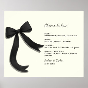 Poster Menu Élégant Simple Minimaliste Noir Nœud Papillon