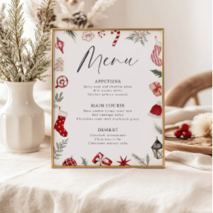 Poster Menu Festif Watercolor Frame Christmas Party
