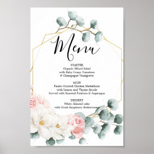 Poster Menu Floral Greenery ou menu Bar Signe