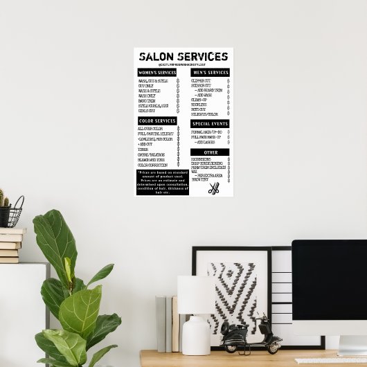 Poster Menu Grunge Salon (Bureau à domicile)