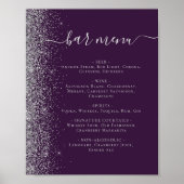 Poster Menu mariage Barre Parties scintillant d'argent vi (Devant)