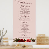 Poster Menu Mariage Blush & Burgundy Chrysanthemum (Cuisine)