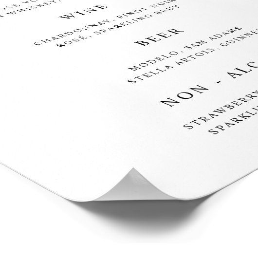 Poster Menu Mariage classique (Coin)