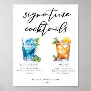 Poster Menu Mariage Cocktails Signature Tropical