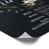 Poster Menu Mariage de boissons Black White Gold Floral (Coin)