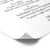 Poster Menu mariage de script élégant noir et blanc (Coin)