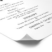 Poster Menu Mariage du script Artsy tendance uniquement (Coin)