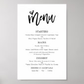 Poster Menu Mariage du script Artsy tendance uniquement (Devant)