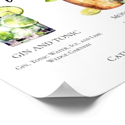 Poster Menu Mariage Highball Signature Cocktails (Coin)