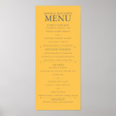 Poster Menu Mariage Jaune Daffodique 4" x 9" (Devant)