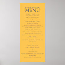 Menu Mariage Jaune Daffodique 4" x 9"