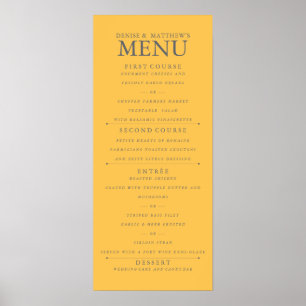 Poster Menu Mariage Jaune Daffodique 4" x 9"