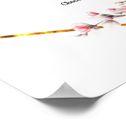 Poster menu mariage, menu mariage à fleurs (Coin)