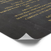 Poster Menu mariage or pour le dîner. Chalkboard élégant (Coin)