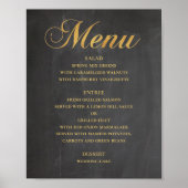 Poster Menu mariage or pour le dîner. Chalkboard élégant (Devant)