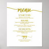 Poster Menu mariage Sign Rustic Chic Gold Calligraphy (Devant)