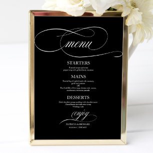 Poster Menu mariage Signal Chic Noir Et Blanc