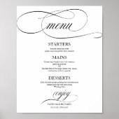 Poster Menu mariage Signal noir chic Script (Devant)