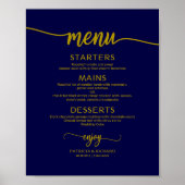 Poster Menu mariage SignChic Gold Navy Blue Calligraphy (Devant)