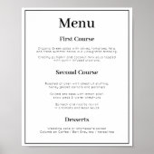 Poster menu Mariage simple de 3 plats (Devant)