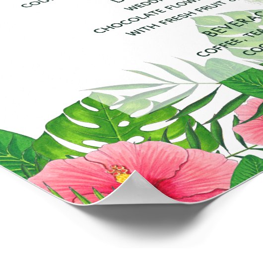 Poster Menu Mariage tropical aquarelle (Coin)