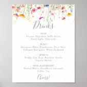 Poster Menu Meadow Colorful Fleur sauvage Mariage Boisson (Devant)