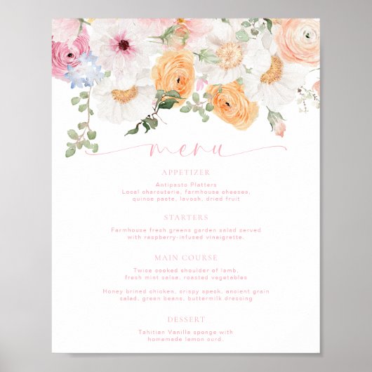 Poster Menu Millie Floral (Devant)