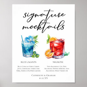 Poster Menu Mocktail Blue Lagoon Negroni sans alcool