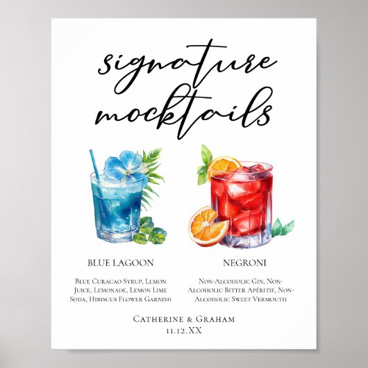 Poster Menu Mocktail Blue Lagoon Negroni sans alcool (Devant)