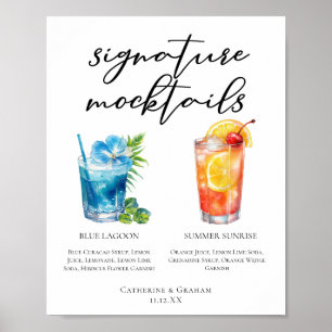 Poster Menu Mocktails Blue Lagoon Summer Sunrise