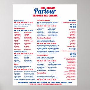 Poster Menu moderne du salon de glaces