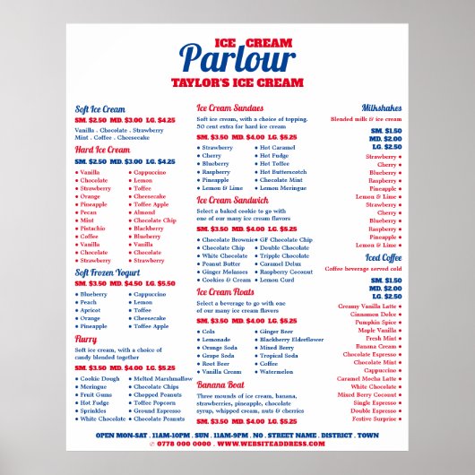 Poster Menu moderne du salon de glaces (Devant)