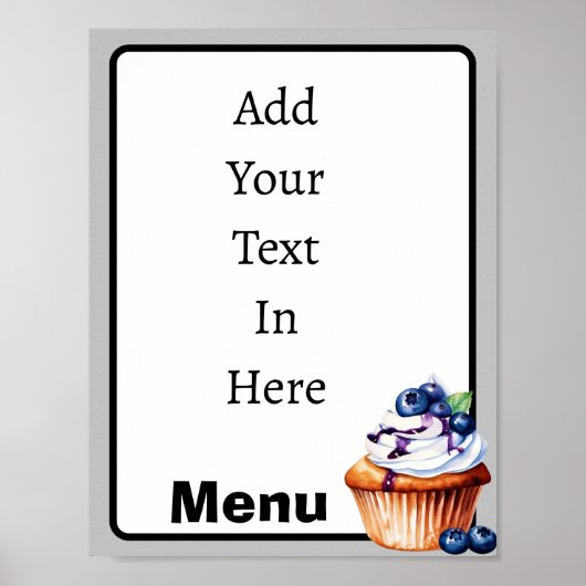 Poster Menu Personnalisable Blueberry Cupcake (Devant)